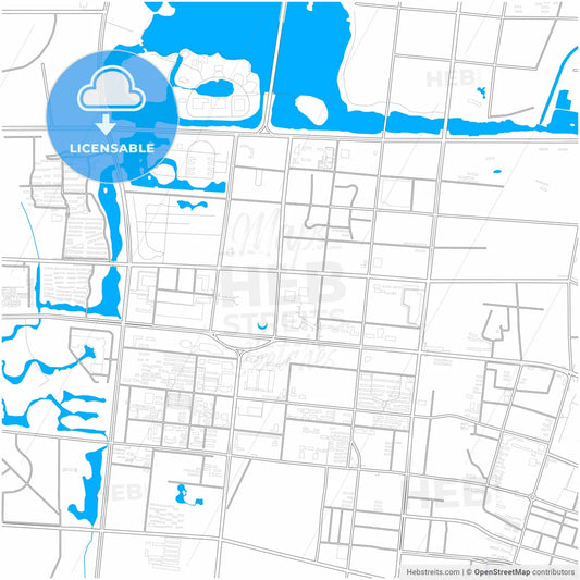Yinchuan, Ningxia, China, city map with high resolution roads.