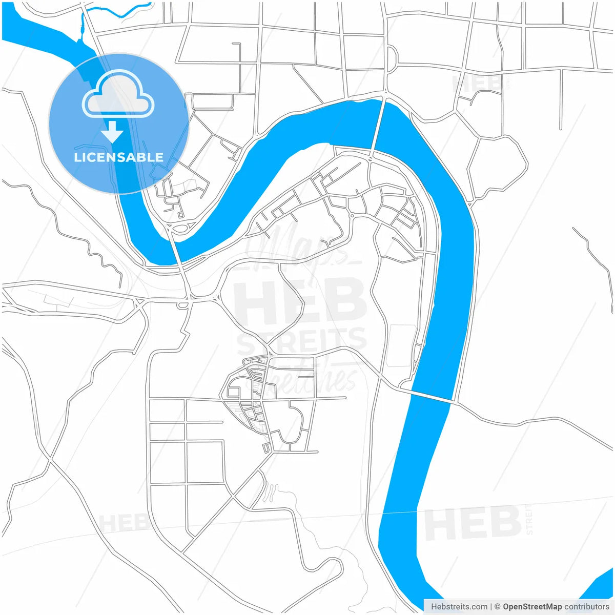 Neijiang, Sichuan, China, city map with high resolution roads.