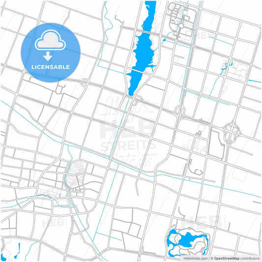 Zhangjiagang, Jiangsu, China, city map with high resolution roads.