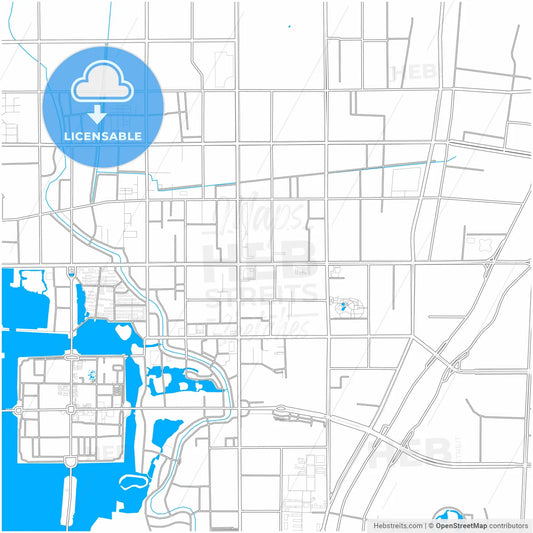 Liaocheng, Shandong, China, city map with high resolution roads.