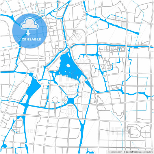 Jiaxing, Zhejiang, China, city map with high resolution roads.