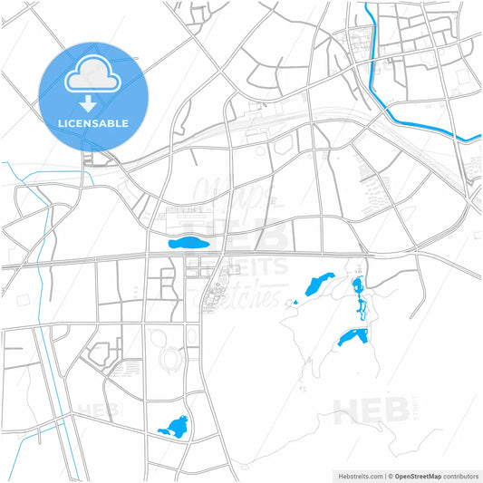 Zhenjiang, Jiangsu, China, city map with high resolution roads.