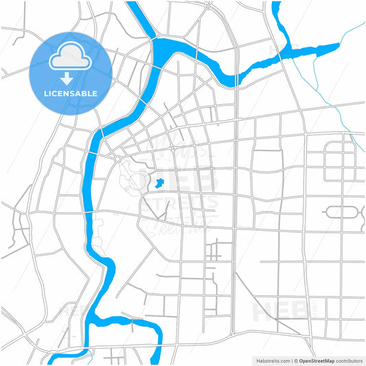 Zhuji, Zhejiang, China, city map with high resolution roads.