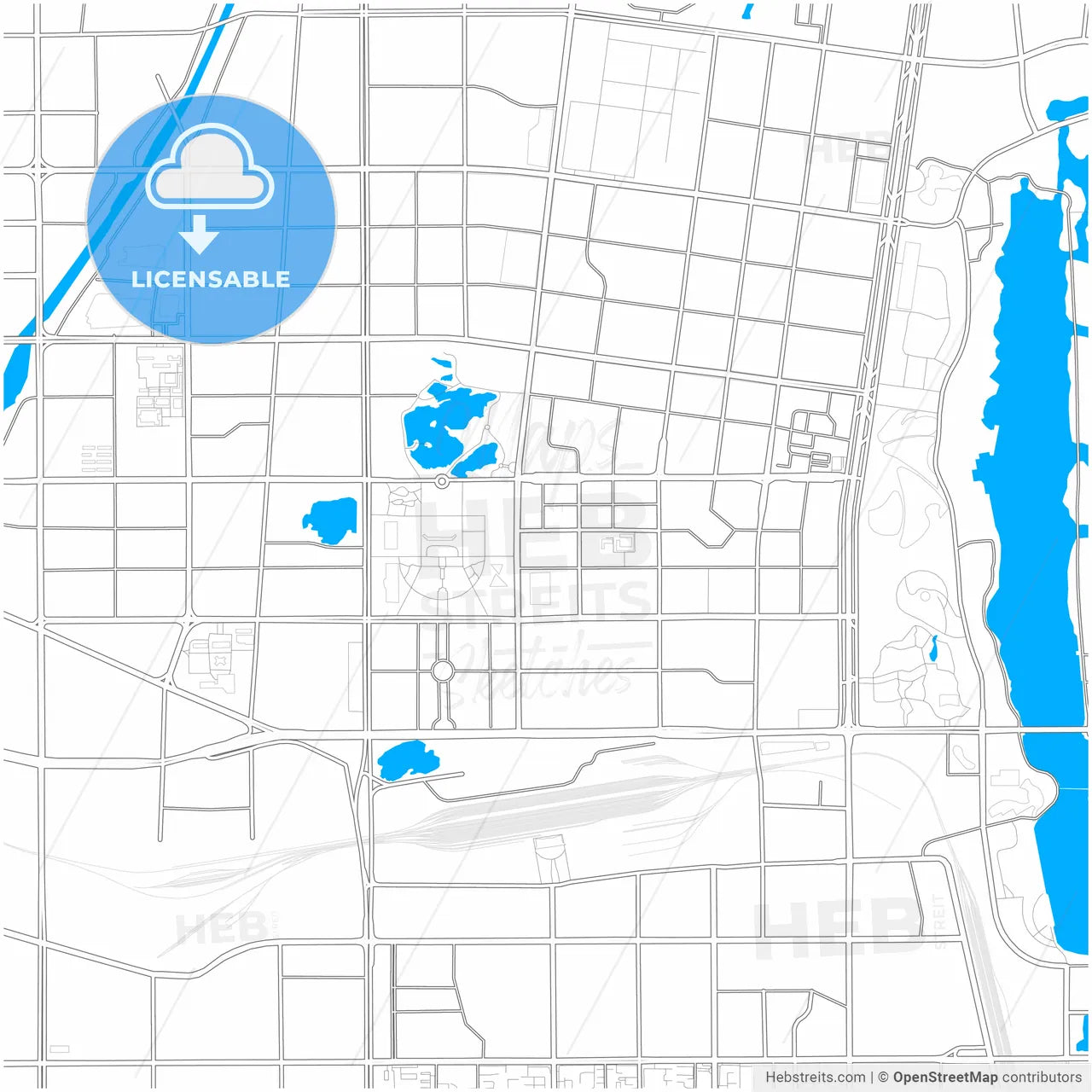 Rizhao, Shandong, China, city map with high resolution roads.