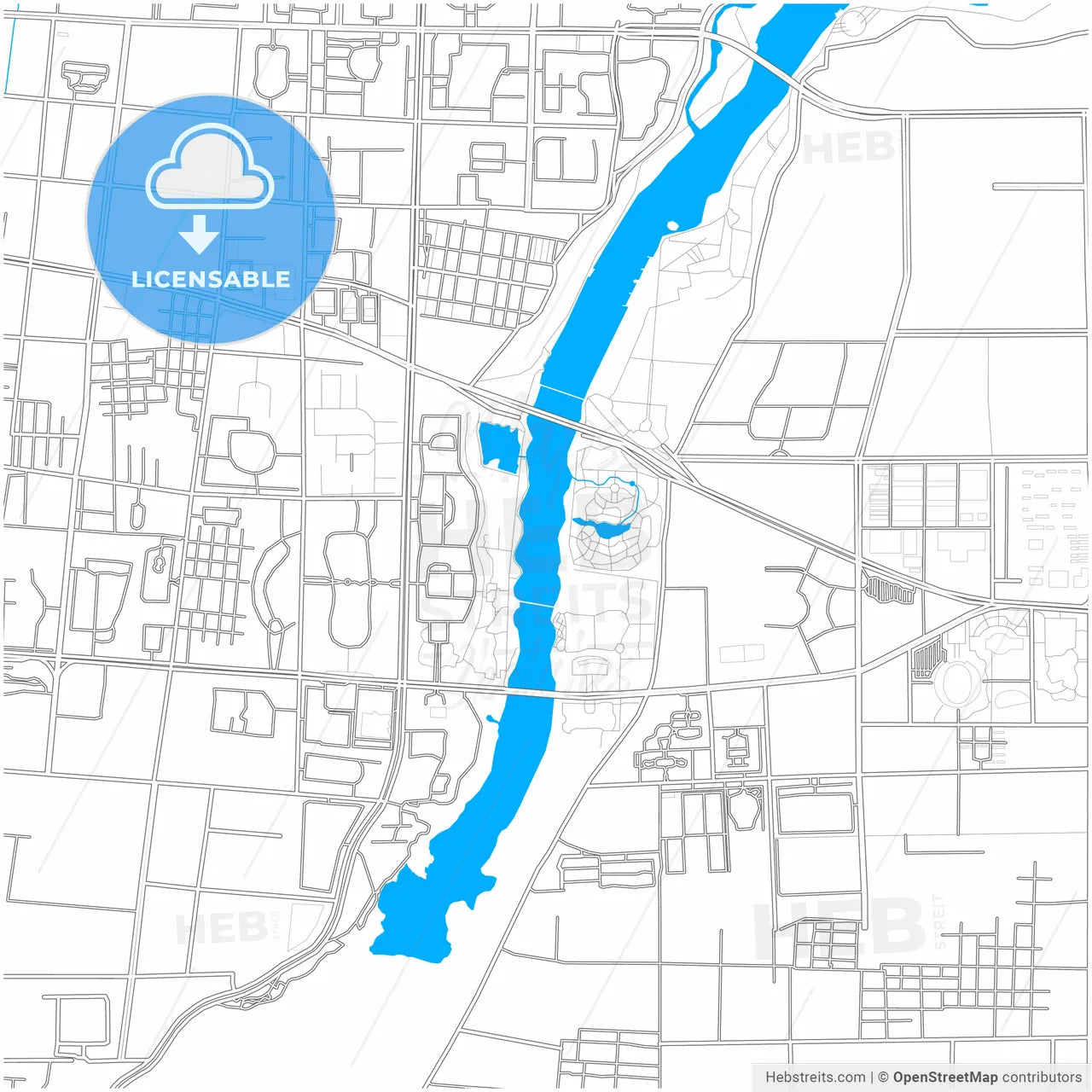 Shouguang, Shandong, China, city map with high resolution roads.