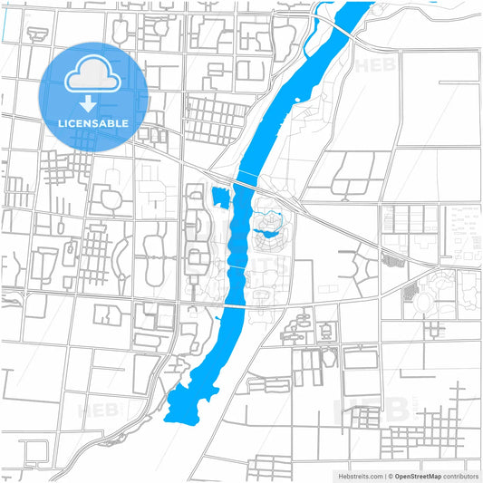 Shouguang, Shandong, China, city map with high resolution roads.