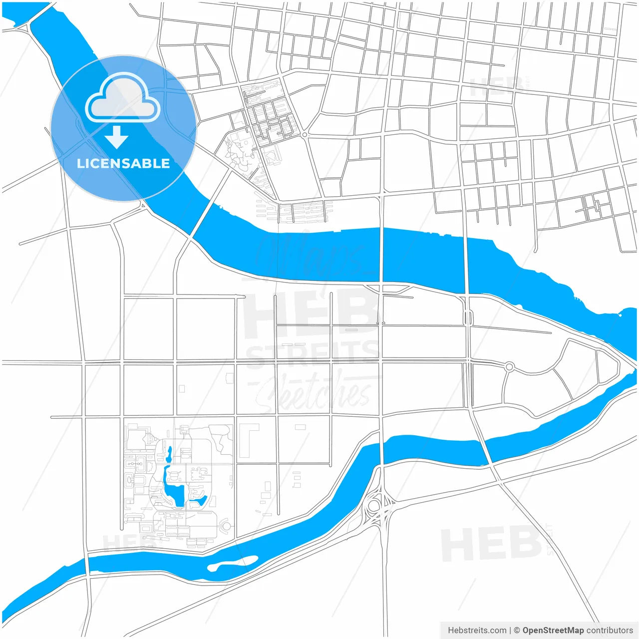 Jinzhou, Liaoning, China, city map with high resolution roads.