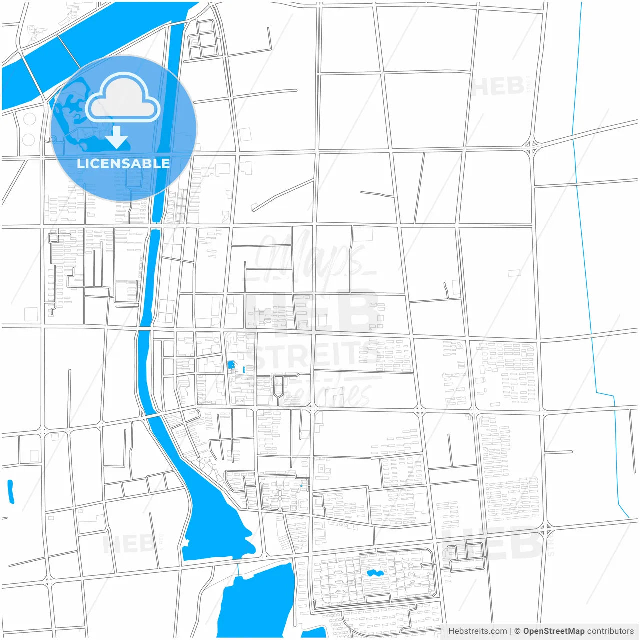 Zhucheng, Shandong, China, city map with high resolution roads.