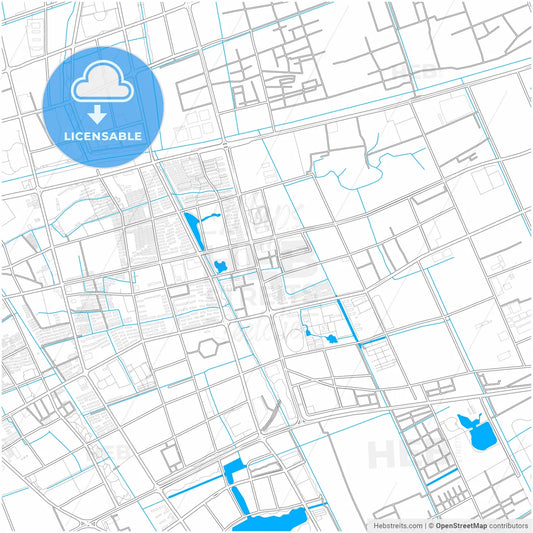 Taixing, Jiangsu, China, city map with high resolution roads.
