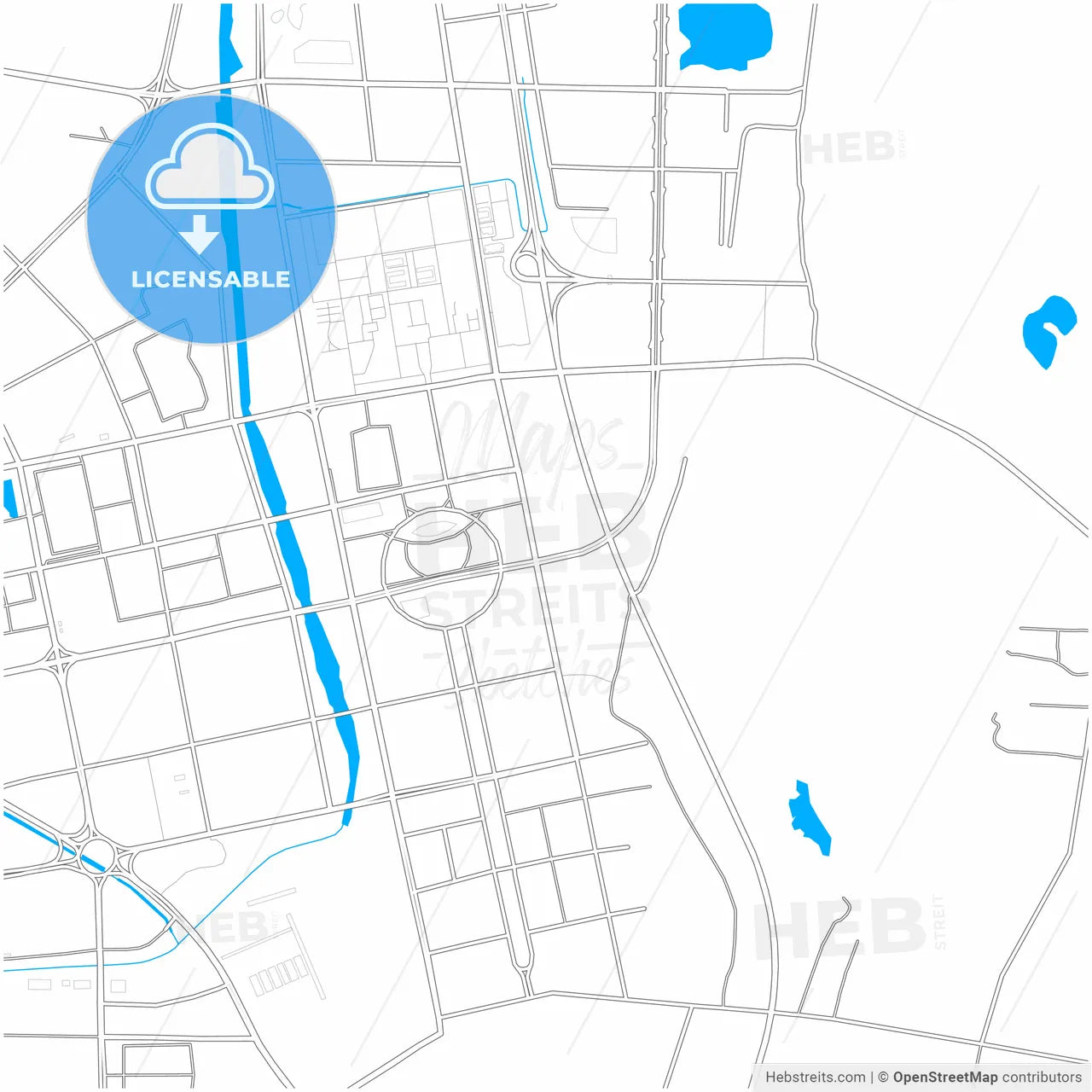 Lianyungang, Jiangsu, China, city map with high resolution roads.