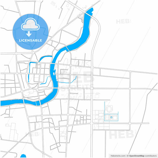 Zaoyang, Hubei, China, city map with high resolution roads.