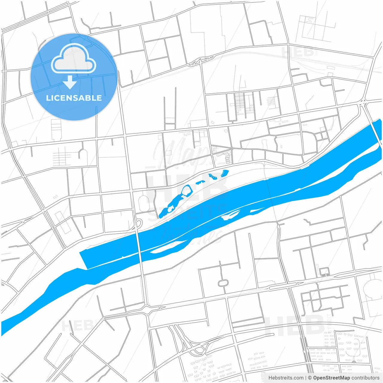 Xianyang, Shaanxi, China, city map with high resolution roads.