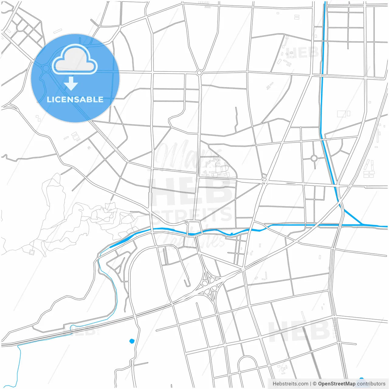 Qujing, Yunnan, China, city map with high resolution roads.