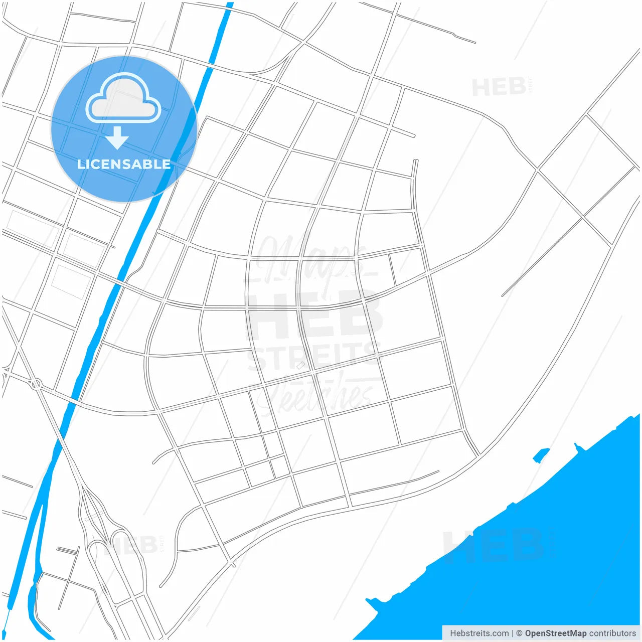 Jingjiang, Jiangsu, China, city map with high resolution roads.