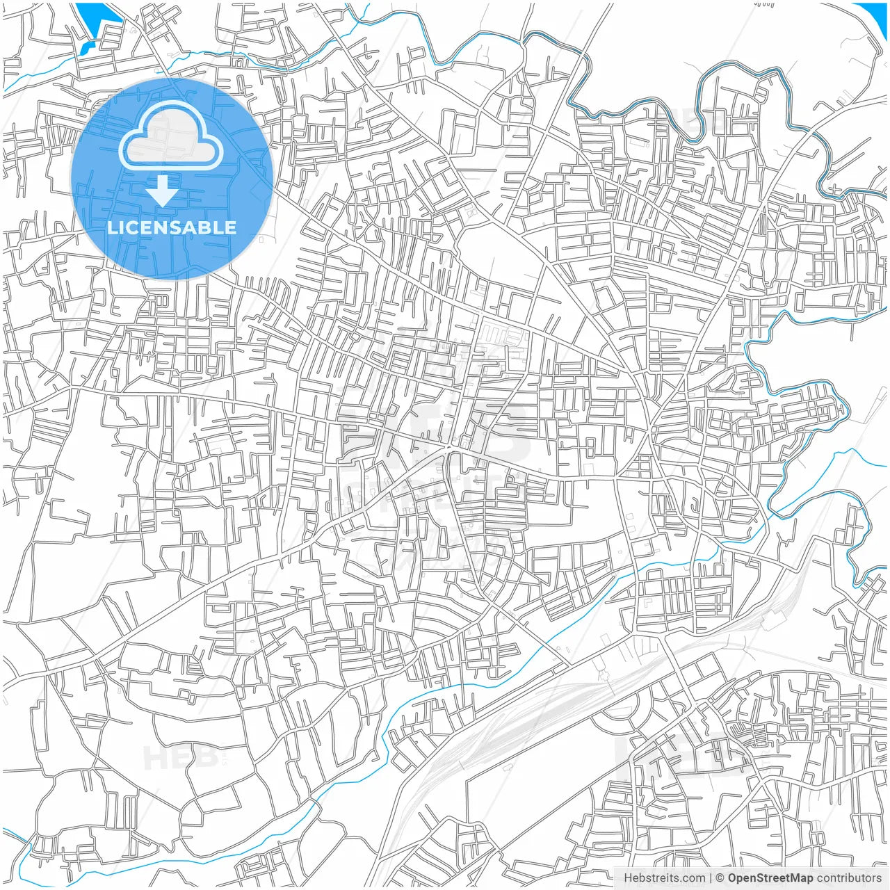 Erode, Tamil Nadu, India, city map with high resolution roads.