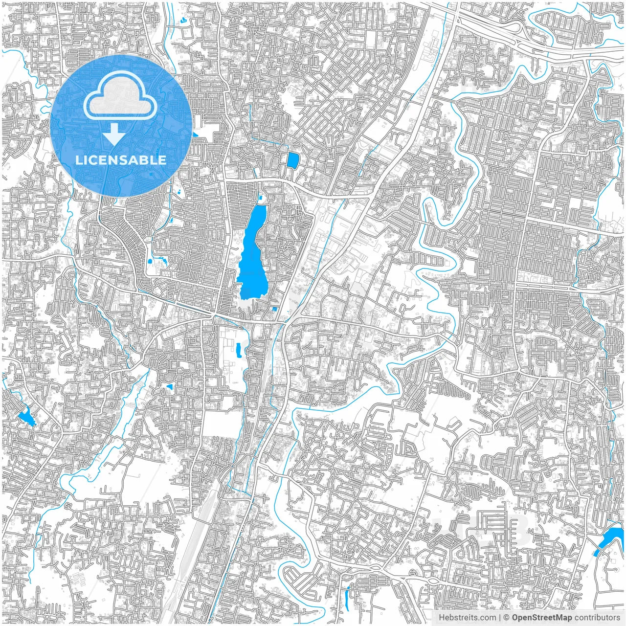 Depok, West Java, Indonesia, city map with high resolution roads.