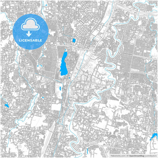 Depok, West Java, Indonesia, city map with high resolution roads.