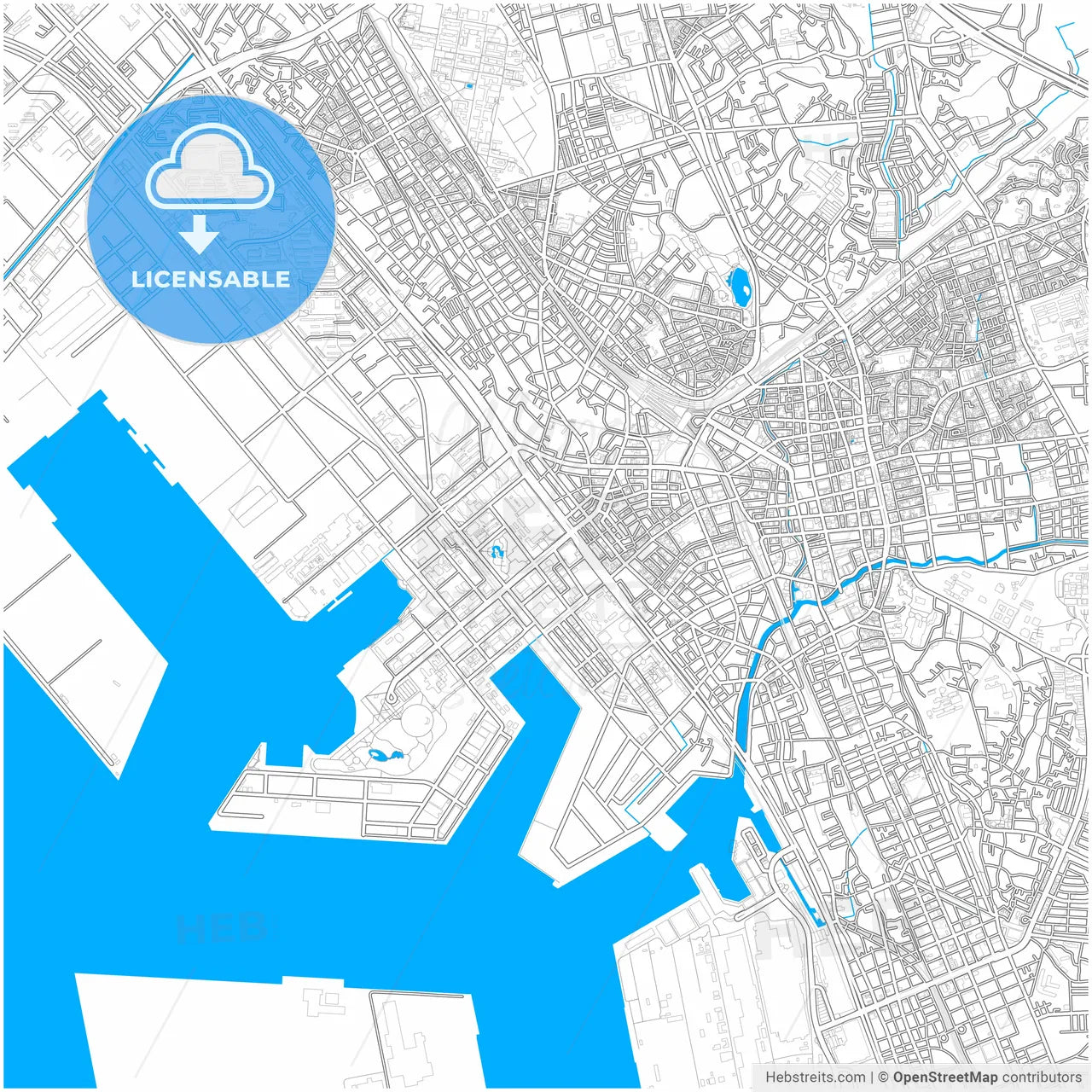 Chiba, Chiba, Japan, city map with high resolution roads.