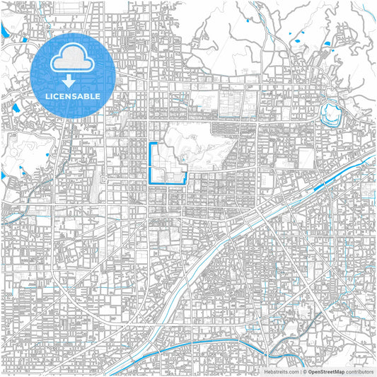 Matsuyama, Ehime, Japan, city map with high resolution roads.