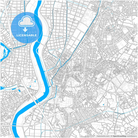 Matsudo, Chiba, Japan, city map with high resolution roads.