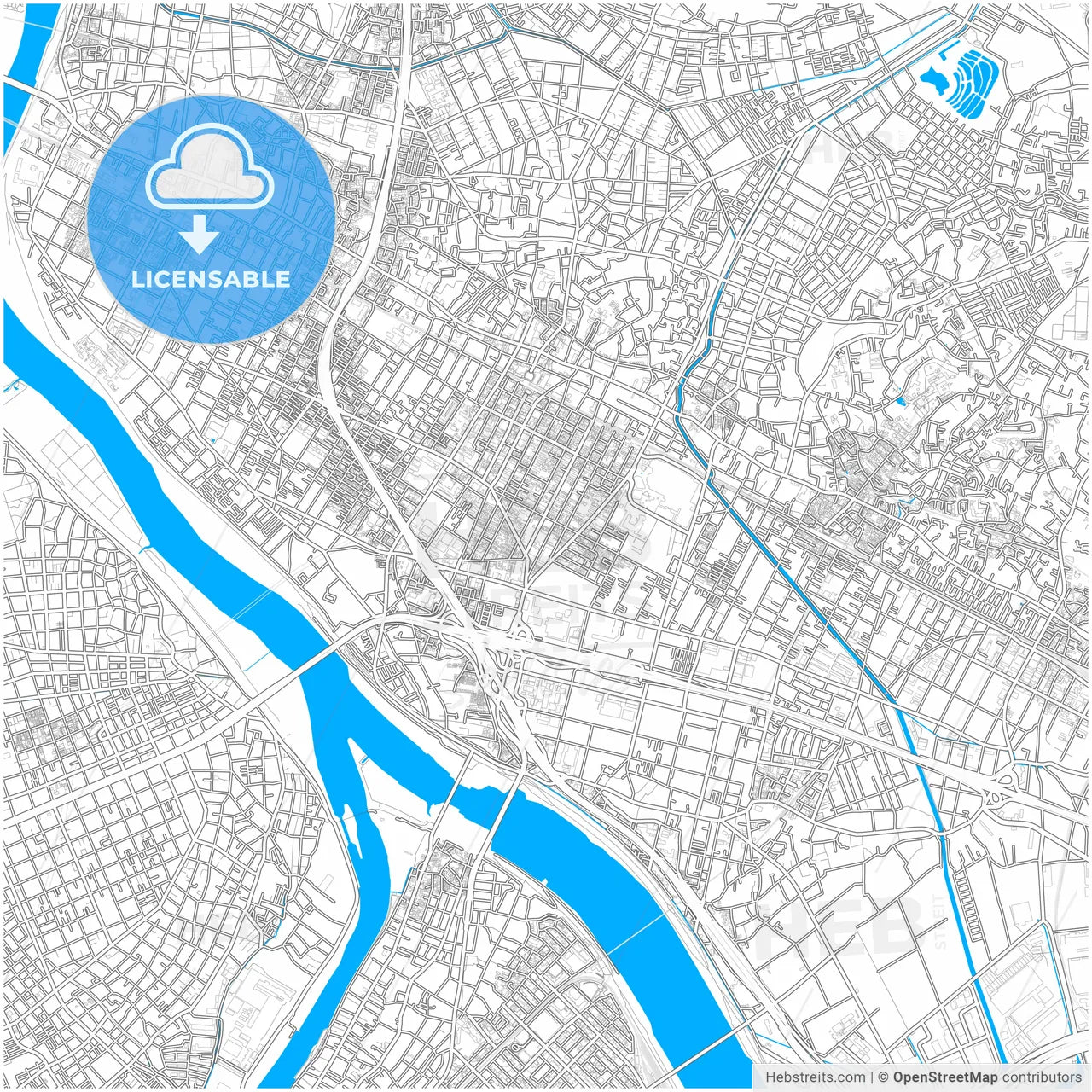 Ichikawa, Chiba, Japan, city map with high resolution roads.