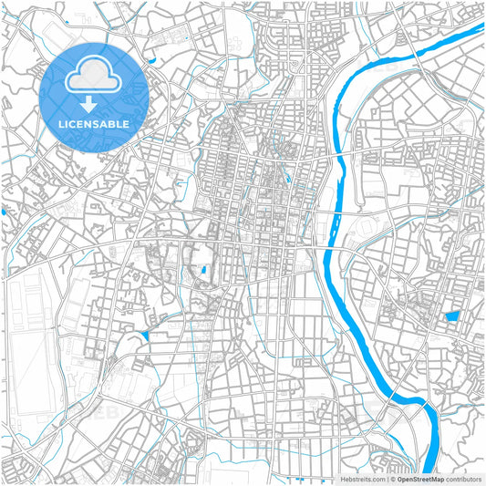 Toyota, Aichi, Japan, city map with high resolution roads.