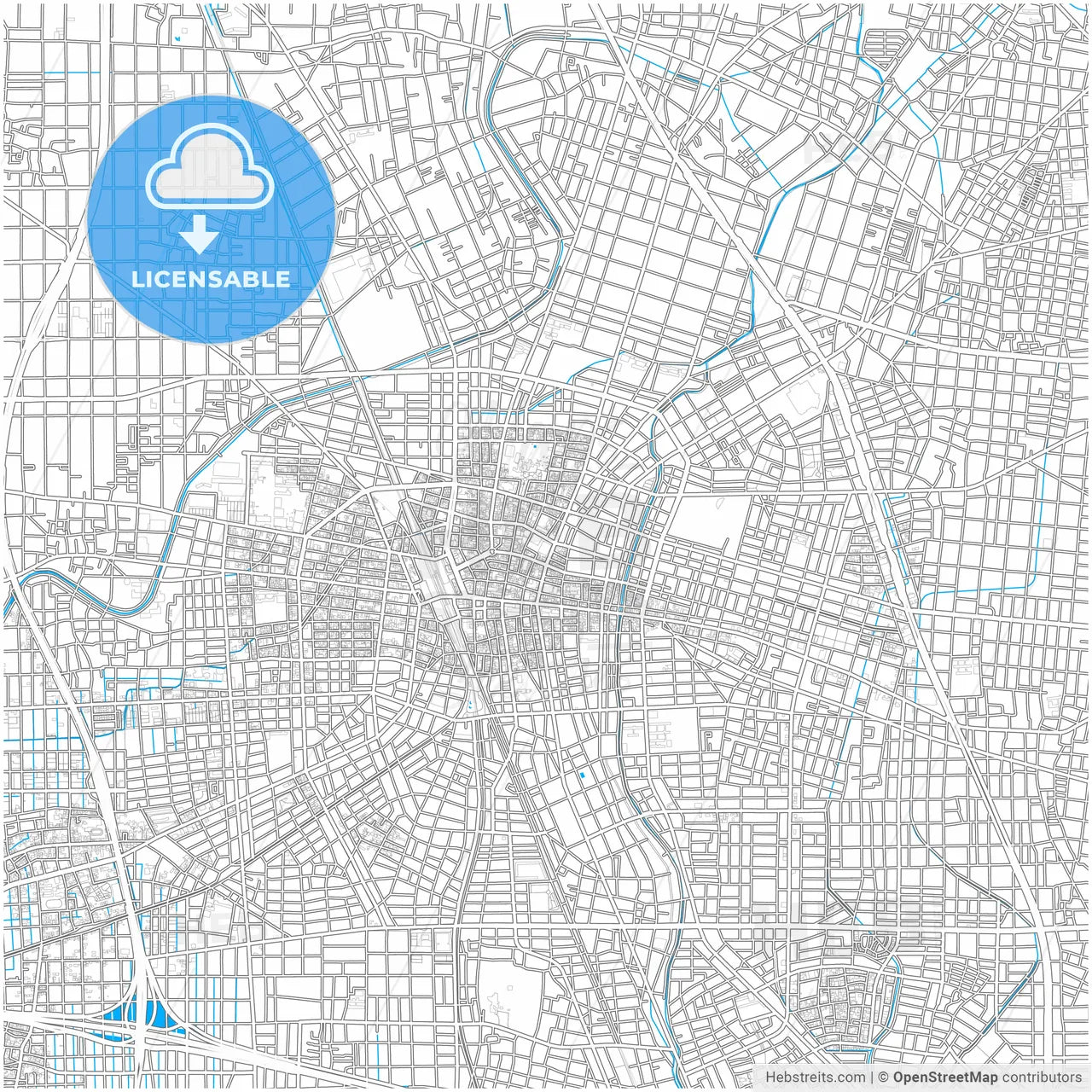Ichinomiya, Aichi, Japan, city map with high resolution roads.