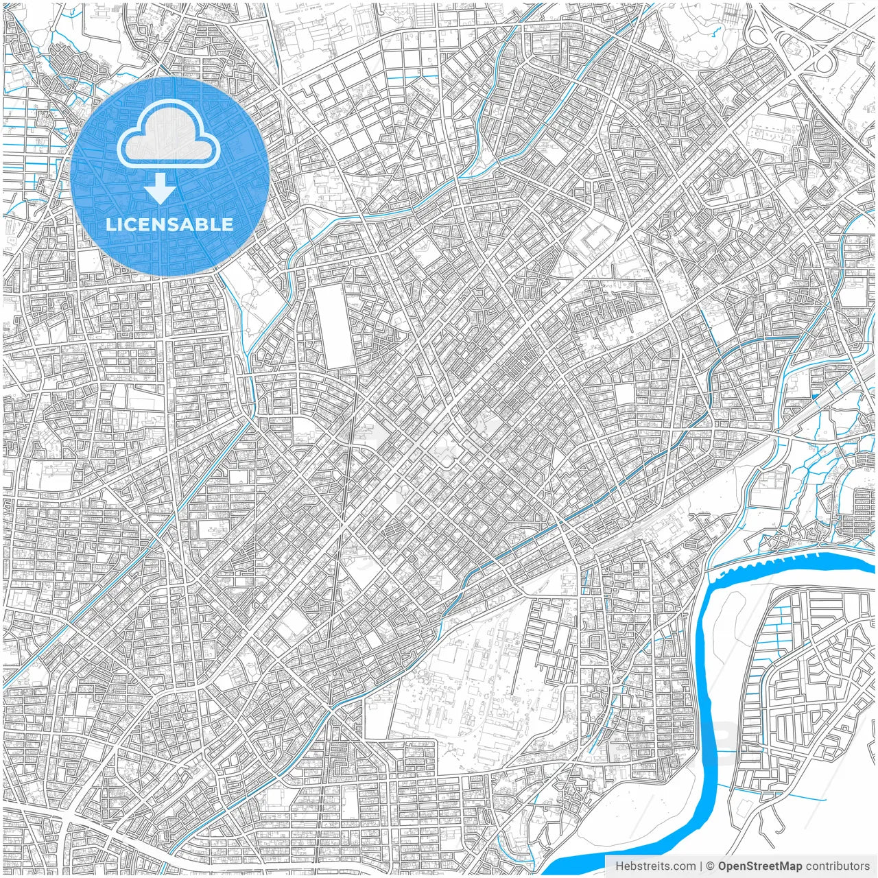 Kasugai, Aichi, Japan, city map with high resolution roads.