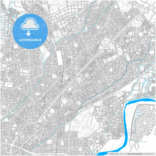 Kasugai, Aichi, Japan, city map with high resolution roads.