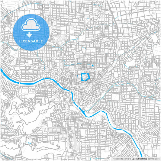 Fukui, Fukui, Japan, city map with high resolution roads.