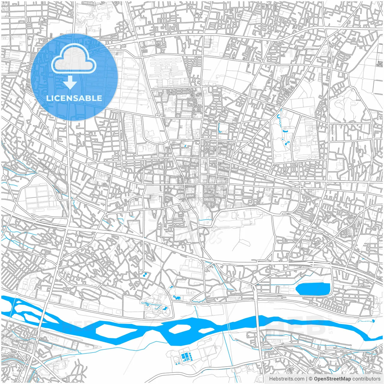 Fuchū, Tokyo, Japan, city map with high resolution roads.