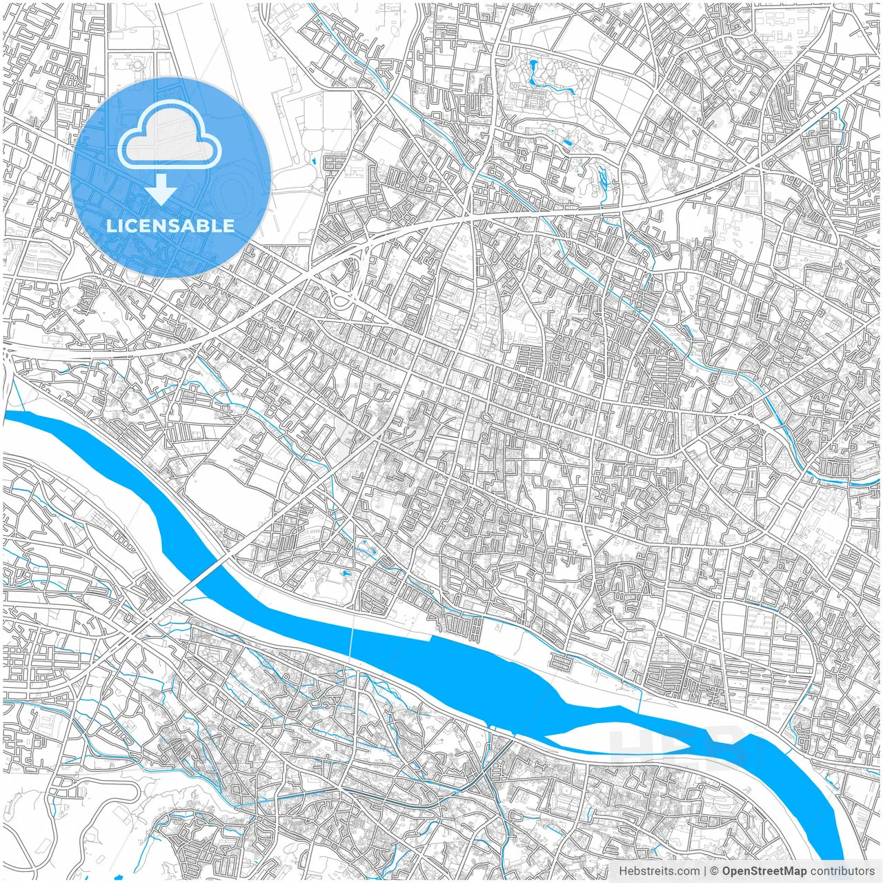 Chōfu, Tokyo, Japan, city map with high resolution roads.