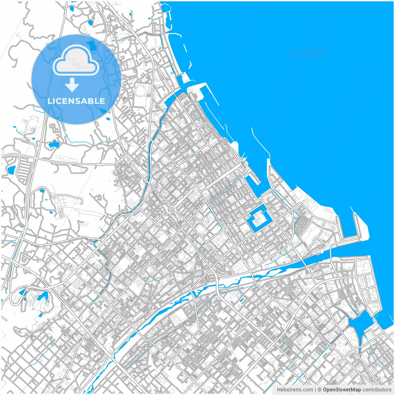 Imabari, Ehime, Japan, city map with high resolution roads.