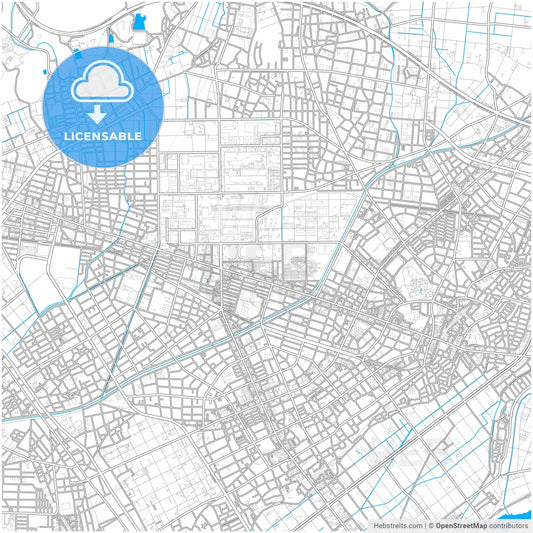 Toyokawa, Aichi, Japan, city map with high resolution roads.