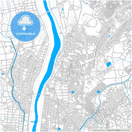 Nagareyama, Chiba, Japan, city map with high resolution roads.