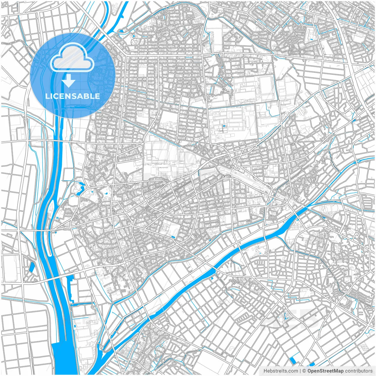 Kariya, Aichi, Japan, city map with high resolution roads.