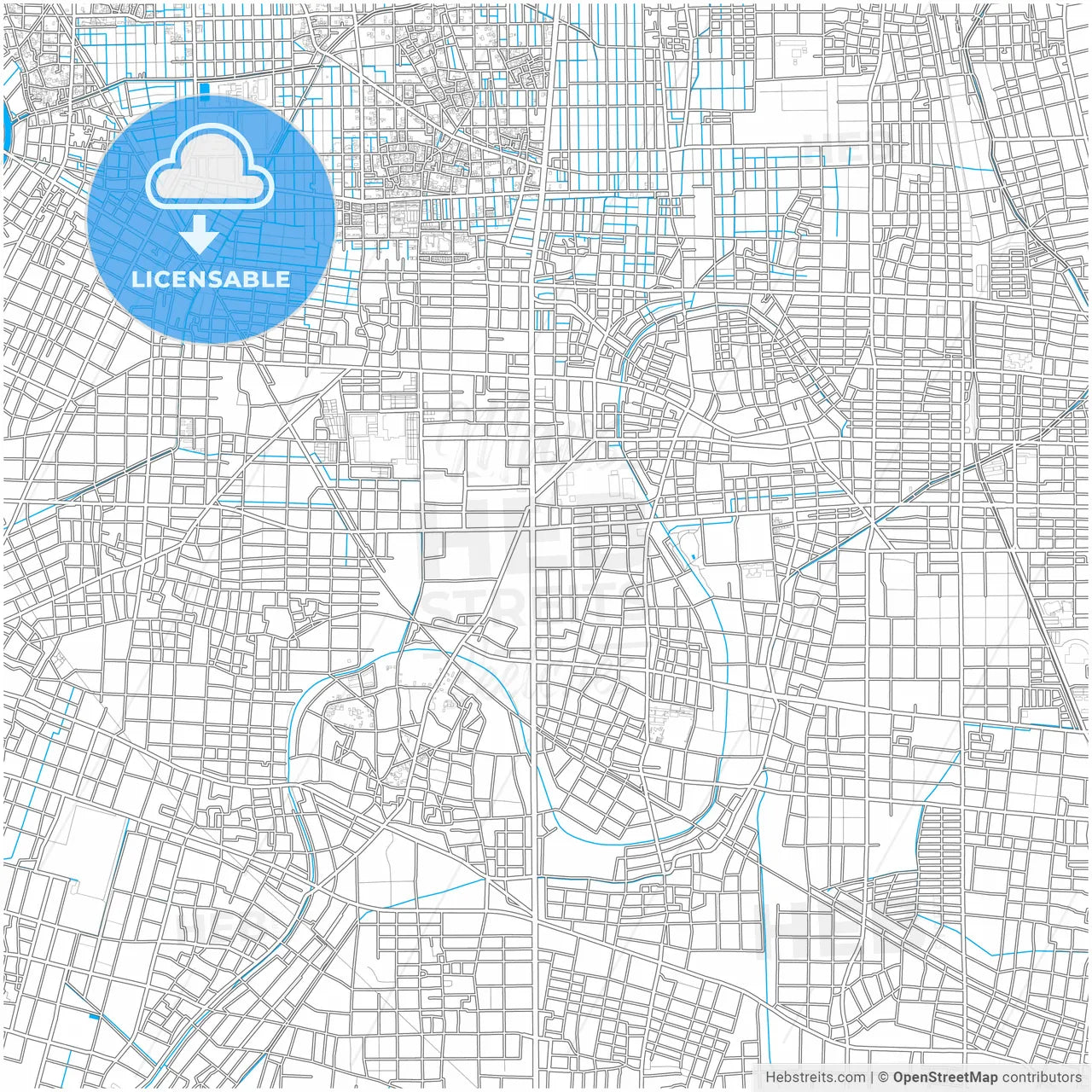 Inazawa, Aichi, Japan, city map with high resolution roads.