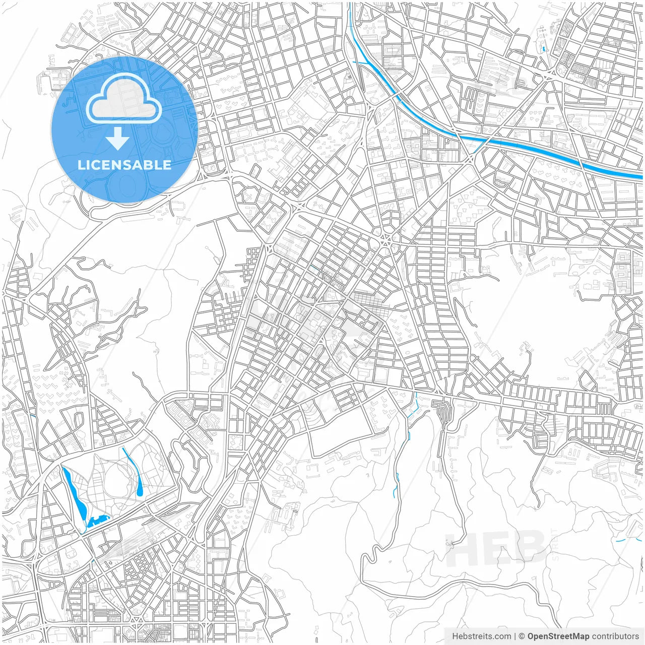Busan, South Korea, city map with high resolution roads.