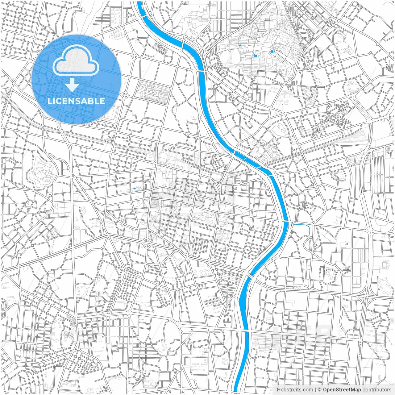 Daegu, South Korea, city map with high resolution roads.