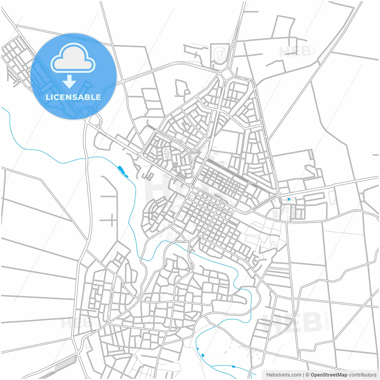 Daraa, Syria, city map with high resolution roads.