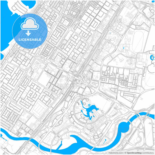 Dubai  , United Arab Emirates, city map with high resolution roads.