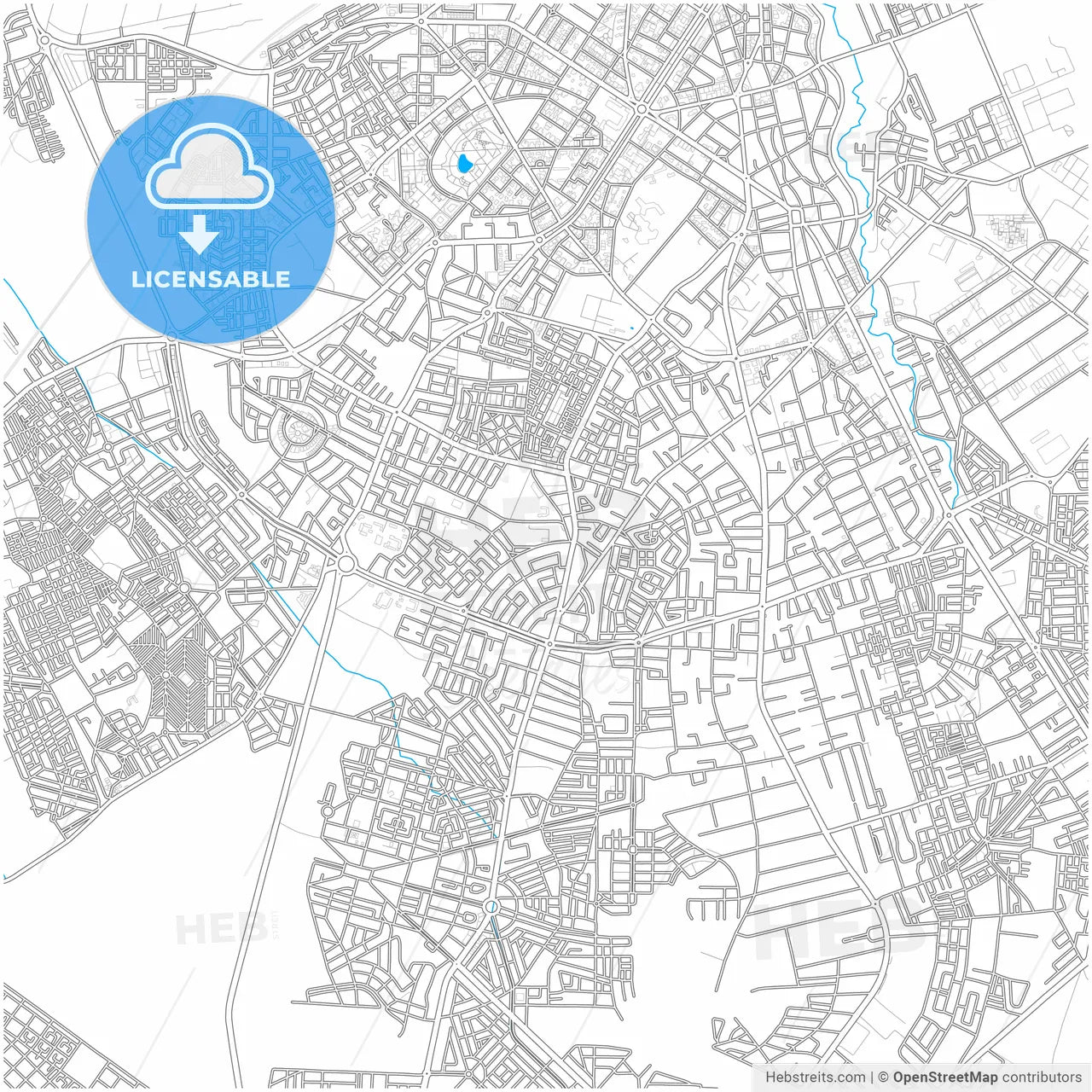 Fes, Morocco, city map with high resolution roads.