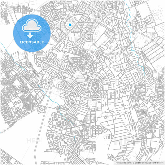Fes, Morocco, city map with high resolution roads.