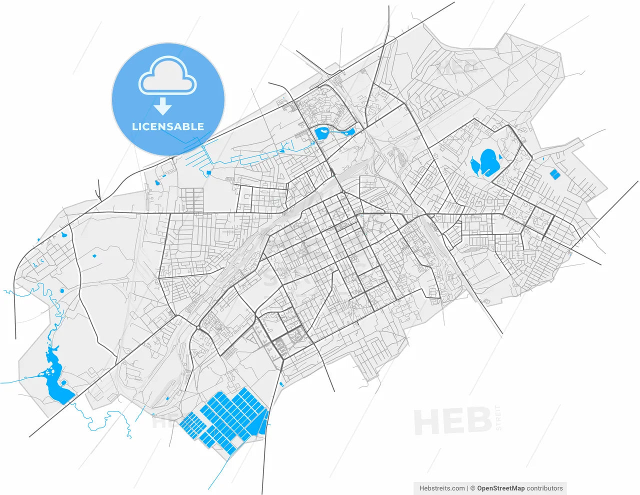 Baranavichy, Voblasć, Belarus, high resolution vector map - Instant download PDF and JPG
