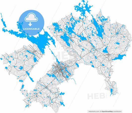 Hämeenlinna, Finland, high resolution vector map - Instant download PDF and JPG