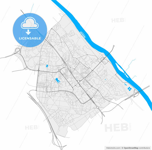Évry, Essonne, France, high resolution vector map - Instant download PDF and JPG