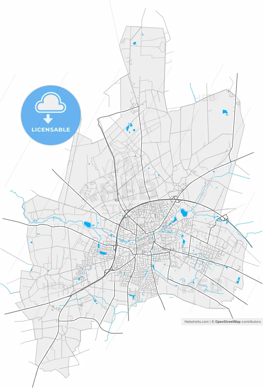 Cloppenburg, Lower Saxony, Germany, high resolution vector map - Instant download PDF and JPG
