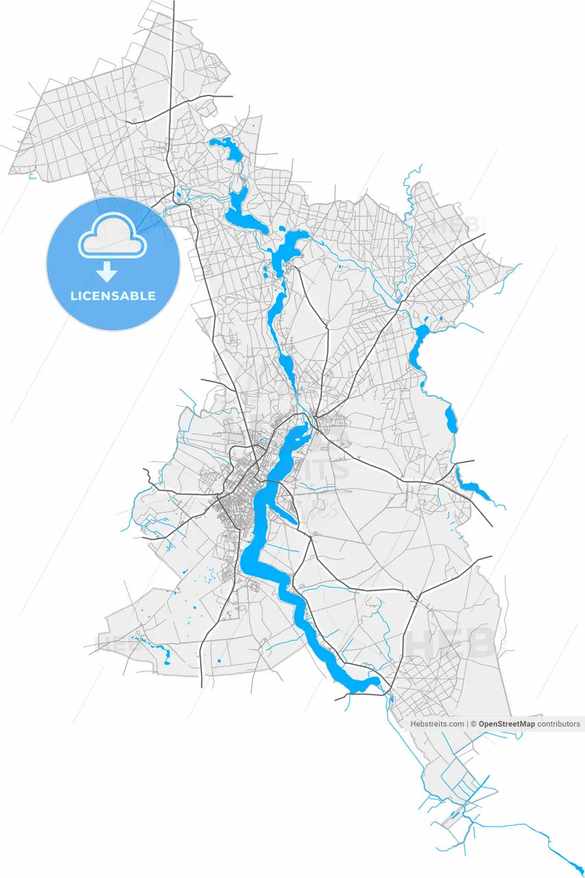 Neuruppin, Brandenburg, Germany, high resolution vector map - Instant download PDF and JPG