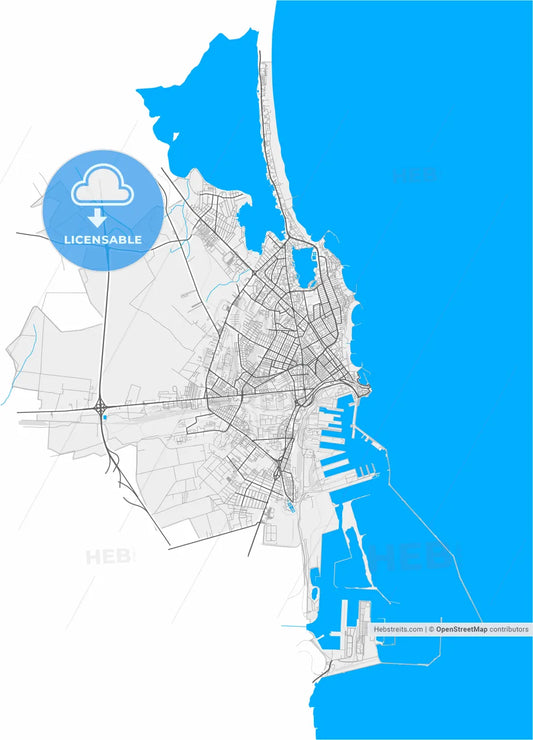 Constanța, Constanța, Romania, high resolution vector map - Instant download PDF and JPG
