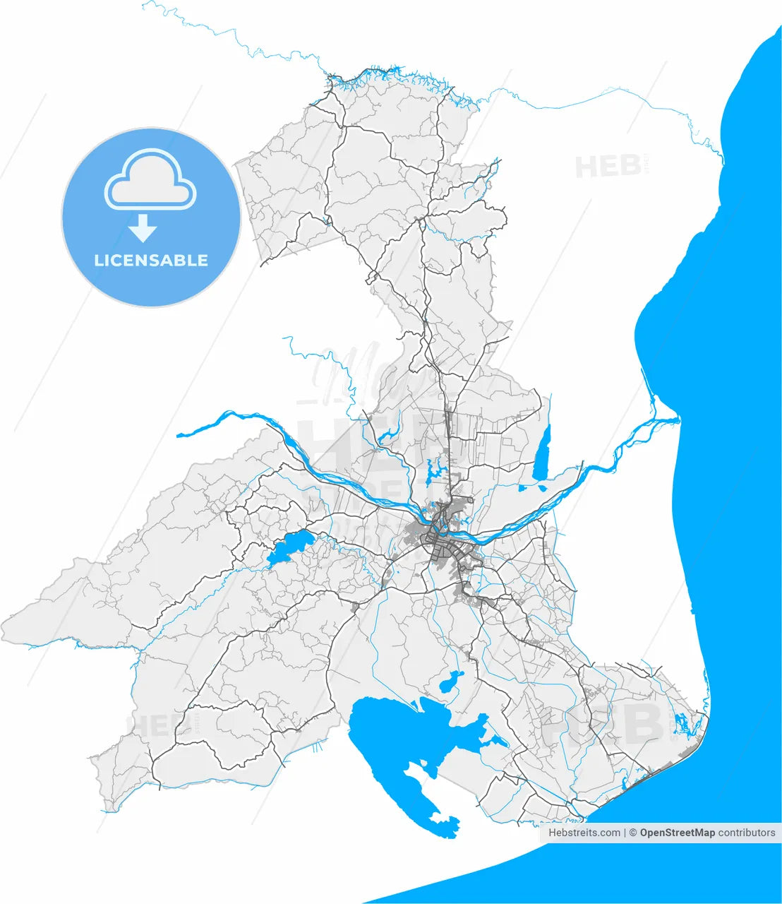 Campos dos Goytacazes, Brazil, high resolution vector map - Instant download PDF and JPG